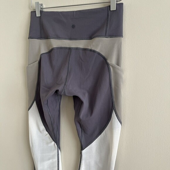 Athleta Colorblock Up for Anything Leggings Gray Grey White Size S Silver Bells - Picture 6 of 14